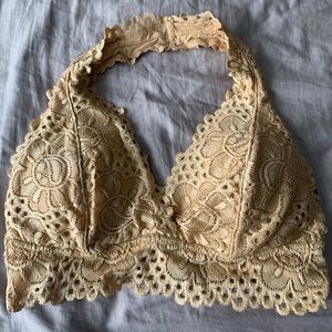 Aeropostale Yellow Lace Halter Bralette.